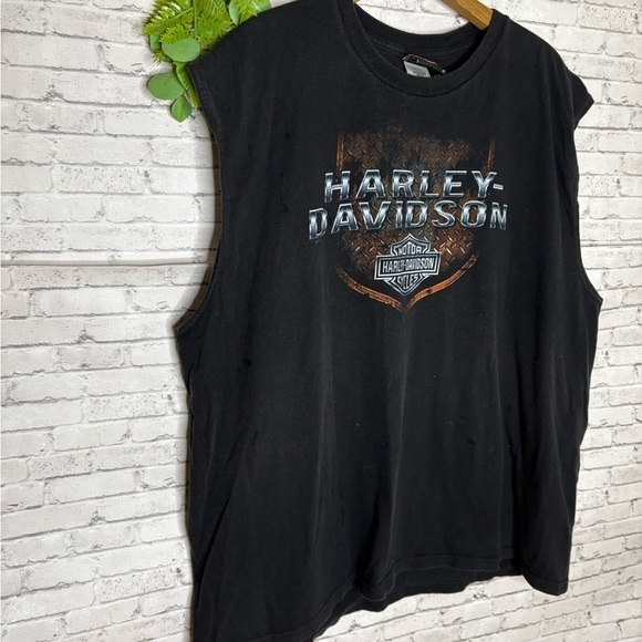 Harley Davidson Burleson Texas Black Sleeve Less Muscle Tee - Picture 2 of 4